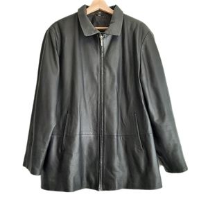 🍒 BOUTIQUE OF LEATHERS Genuine Leather Zip-Up Jacket Black Sz 12